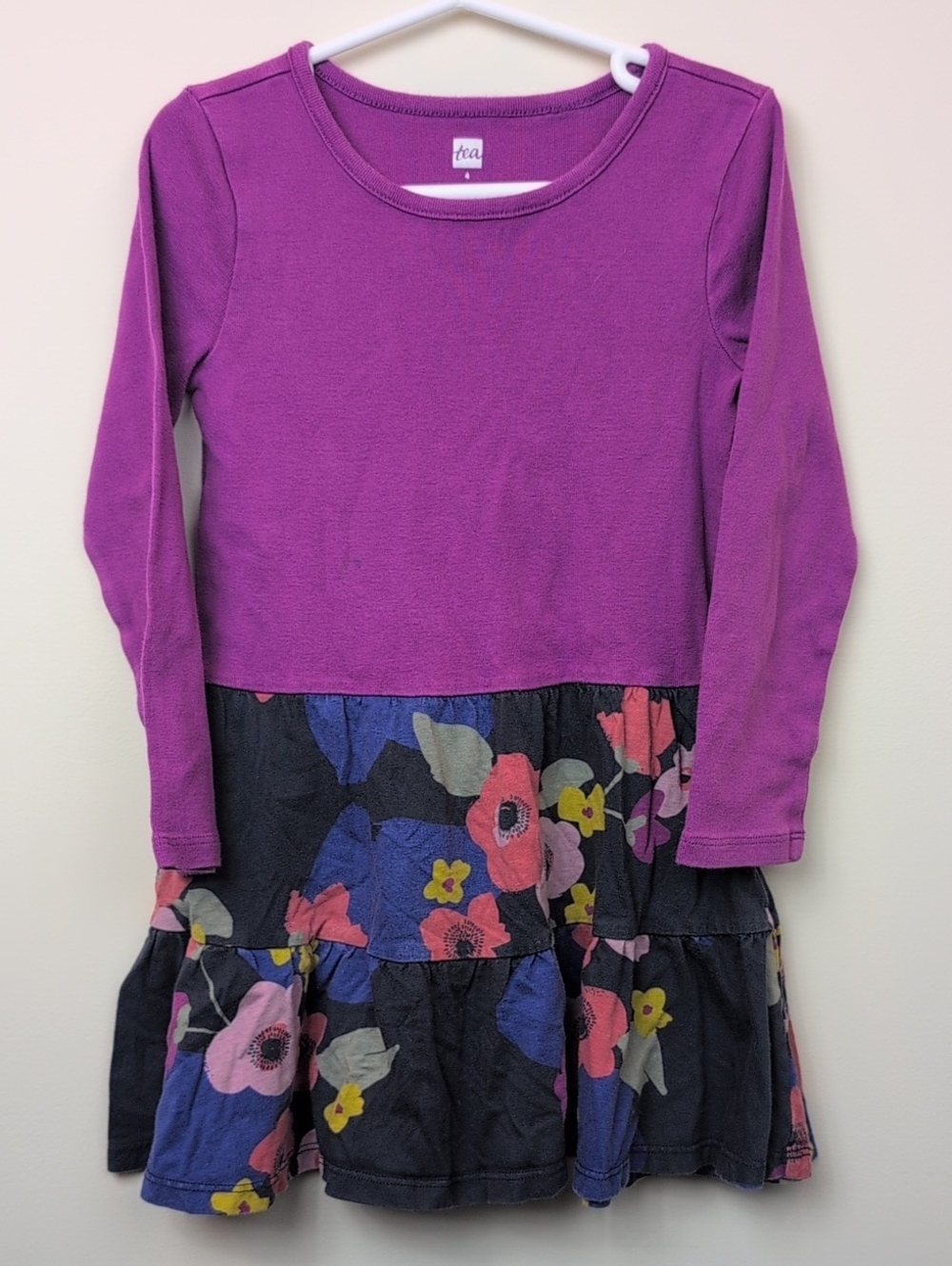 Tea Collection Purple Floral Dress Size 4